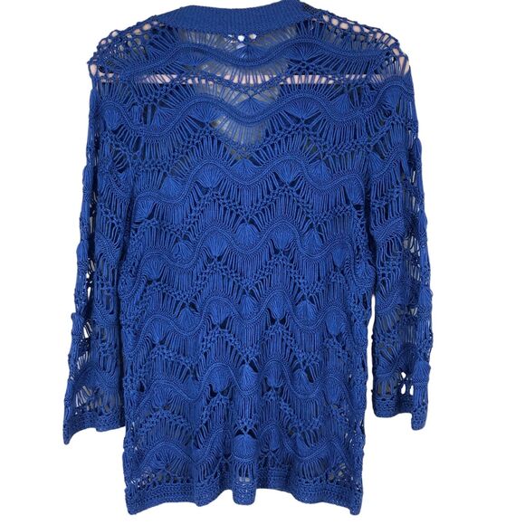 Chico’s Royal Blue Jodi Popover Crocheted Top w/Jewel V-Neck SZ 1 - Picture 4 of 9